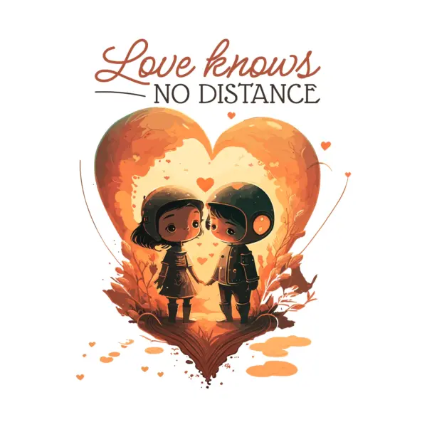 Children holding hands with love phrase design