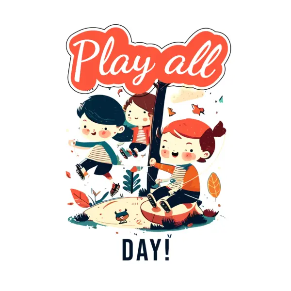 Children playing with a game day phrase design