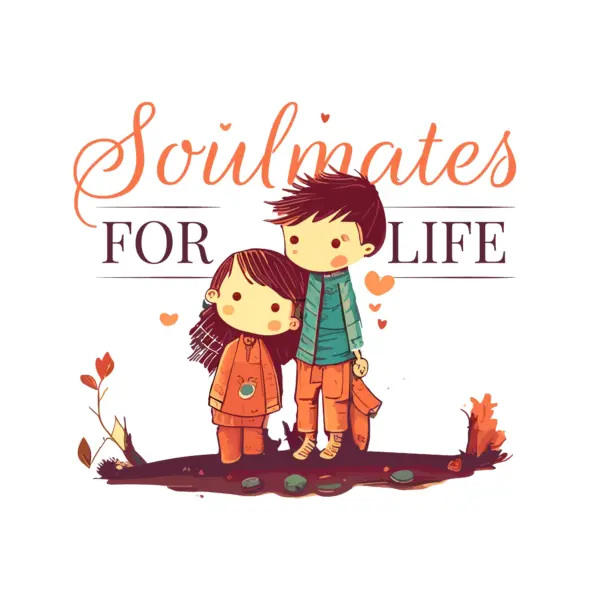 Couple of children with love phrase design