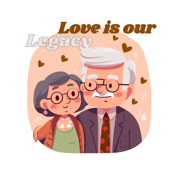 Grandparents couple with love phrase design