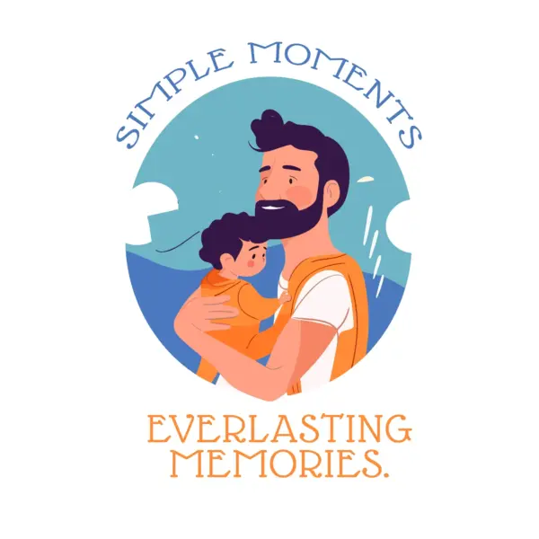 Happy father holding his son in his arms with love phrase design