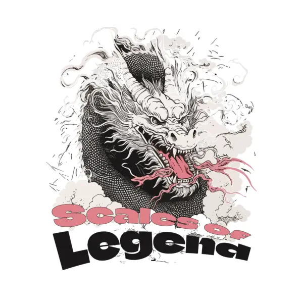 Dragon throwing flames with phrase design