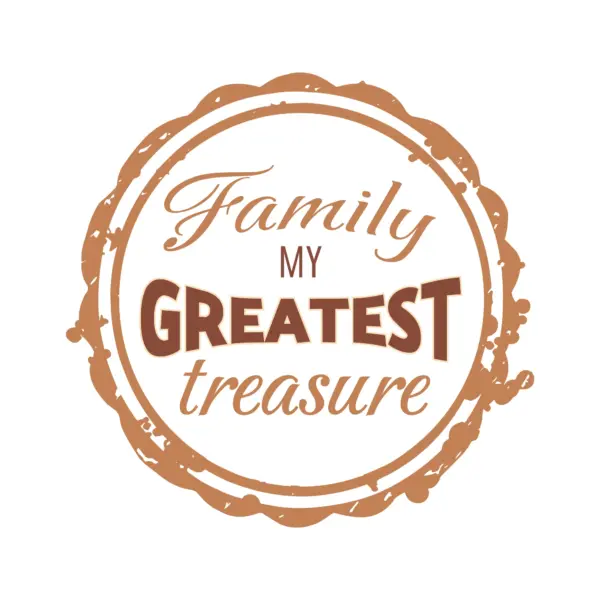 Family phrase inside a bagde design