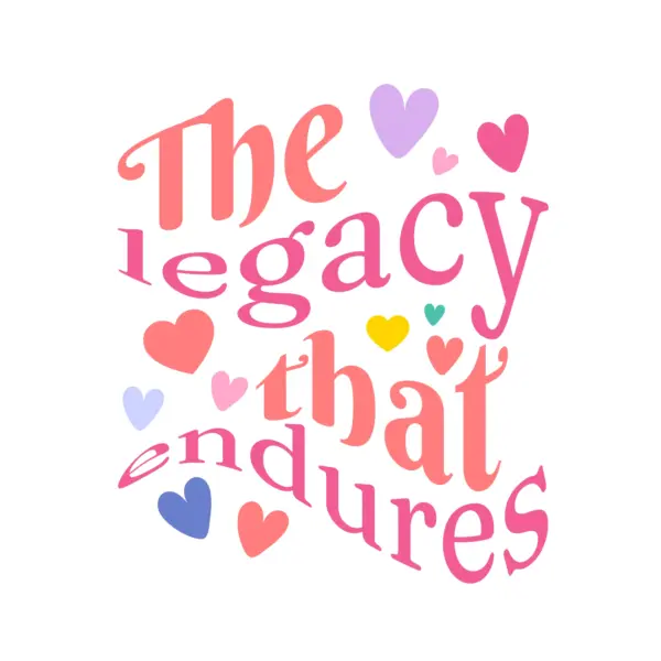 Love and family phrase with hearts of different colors around it design