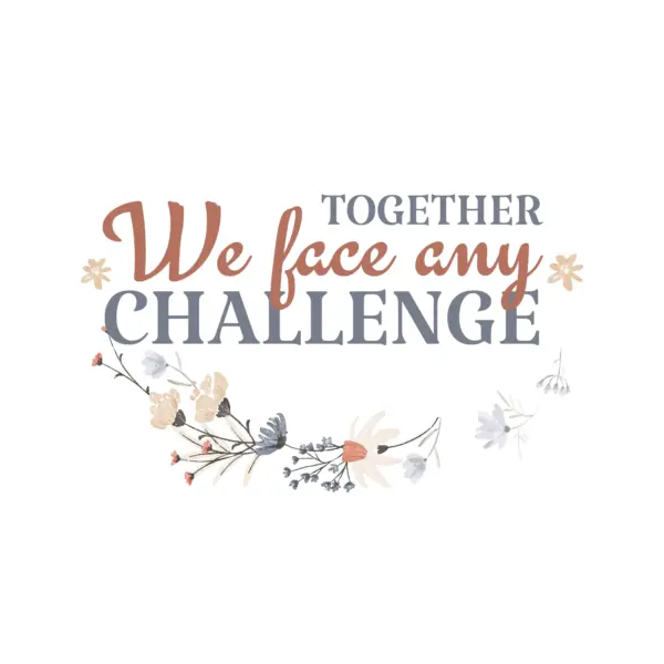 Family phrase decorated with different flowers in the shape of an arch design