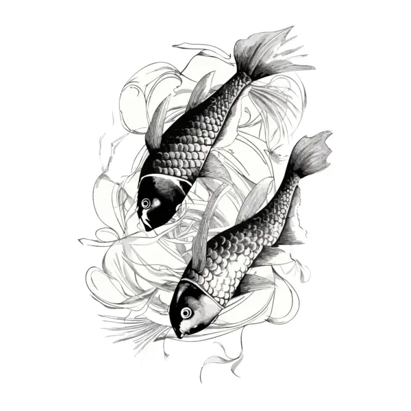 Traditional Japanese fishes, koi carp swimming together design