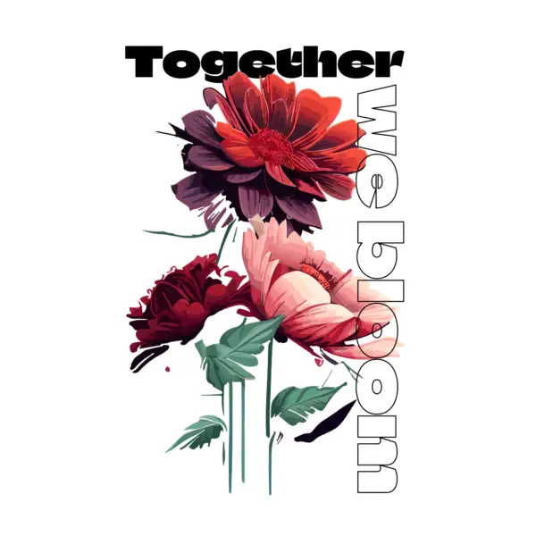 Artistic flowers with love phrase design