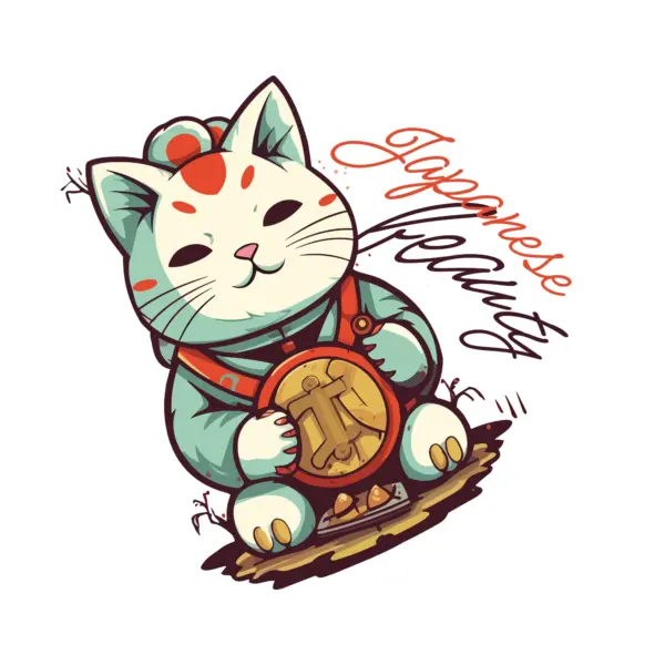 Japanese lucky cat with beauty phrase design