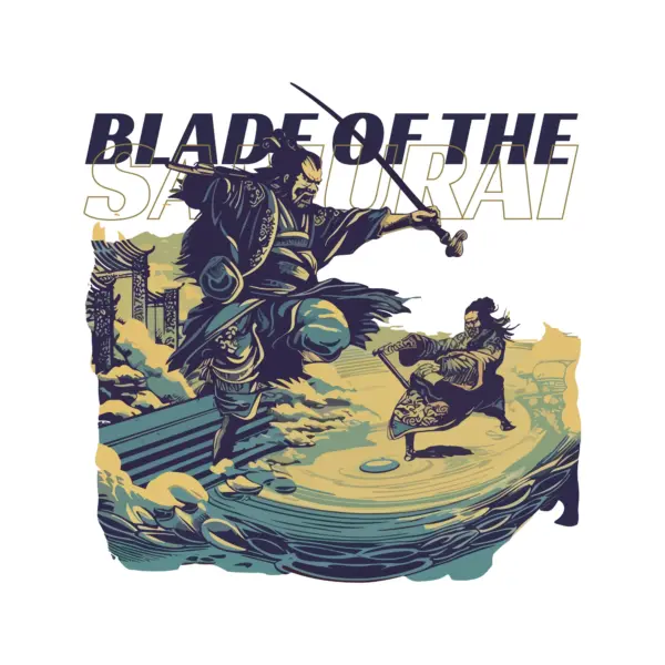 Samurais fighting with phrase design