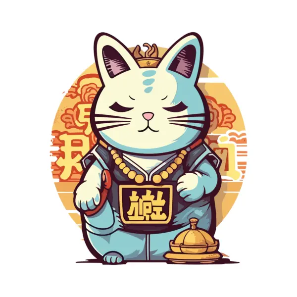 Lucky cat with jewels around design