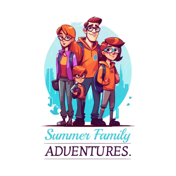 Parents and children ready for a family adventure design
