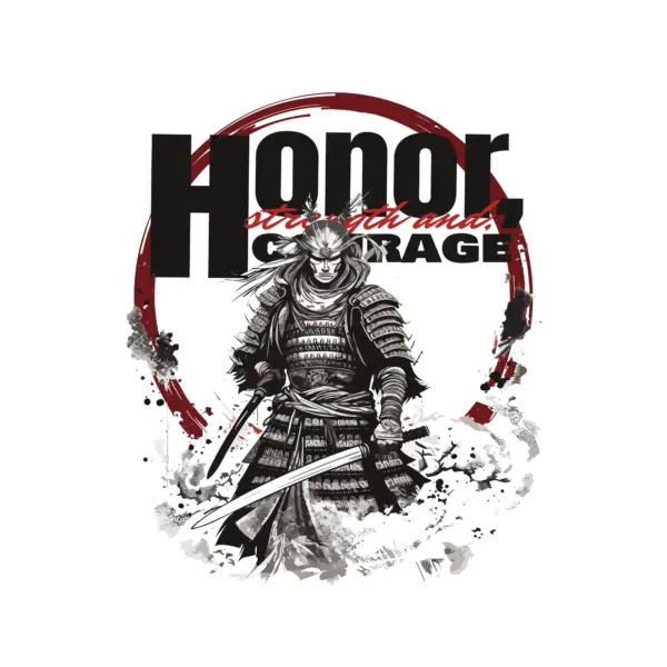 Samurai holding swords with warrior phrase design