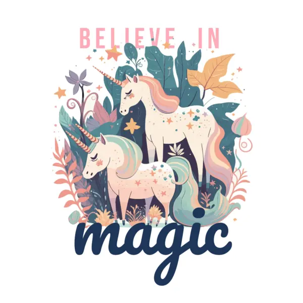 Unicorns with magic phrase design