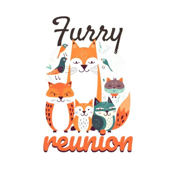 Furry animal family reunited design