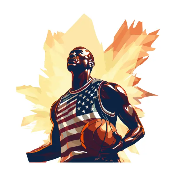 Basketball player in a U.S. uniform design