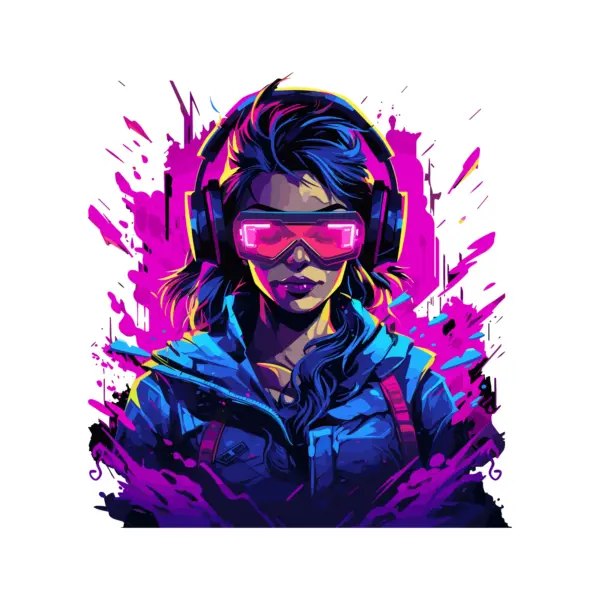 Gamer girl with gaming headset and glasses design