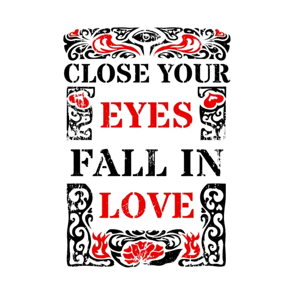 Love phrase with a pattern design