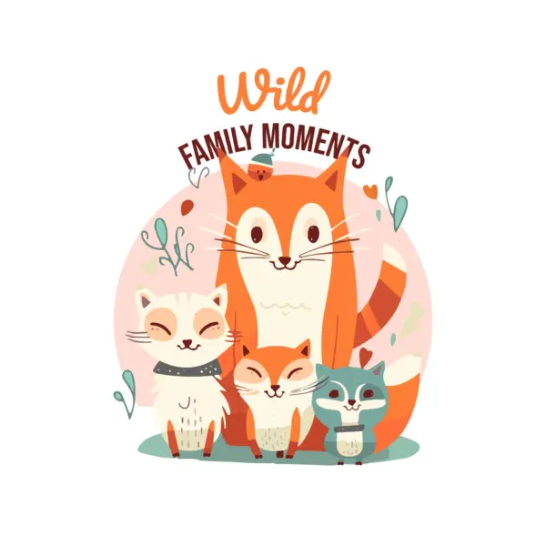 Furry animal family with phrase design