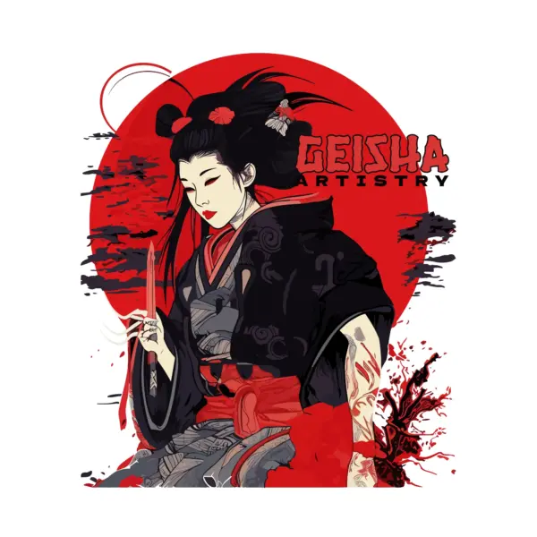 Geisha in traditional Japanese costume design