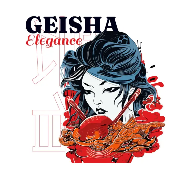 Japanese girl with clouds and phrase design