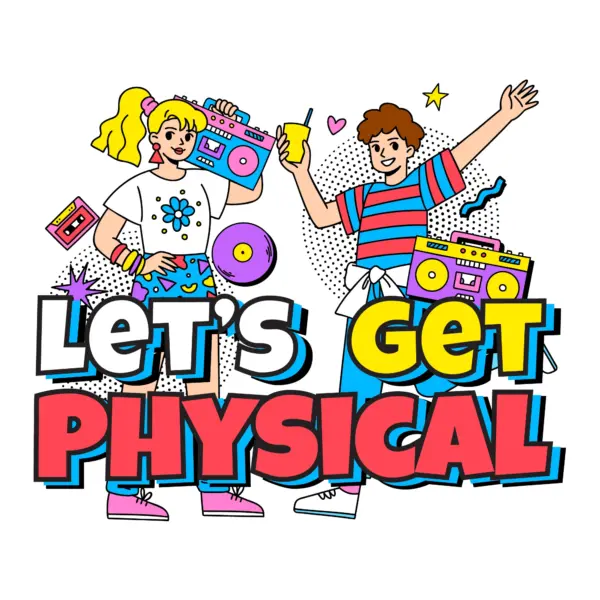 Eighties kids with vintage equipment design