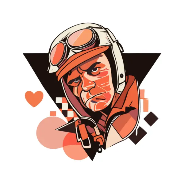 Old man with a helmet and biker goggles design