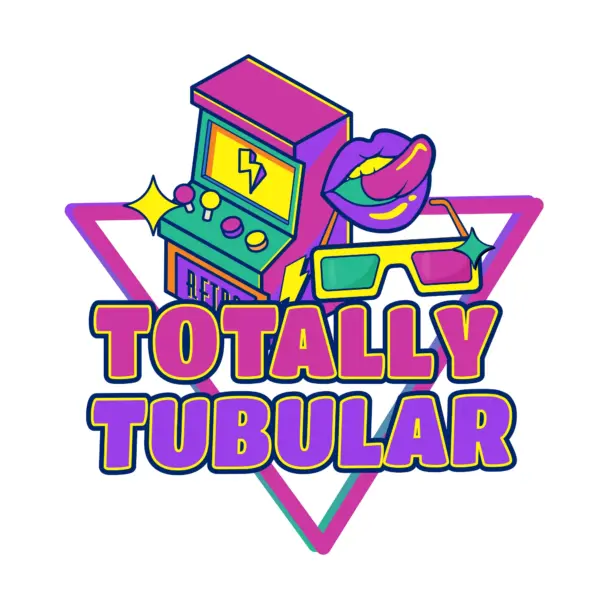 Game machine with sexy glasses, sexy lips accompanied by an eighties phrase design