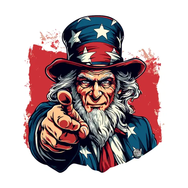 Uncle sam pointing in american clothes design