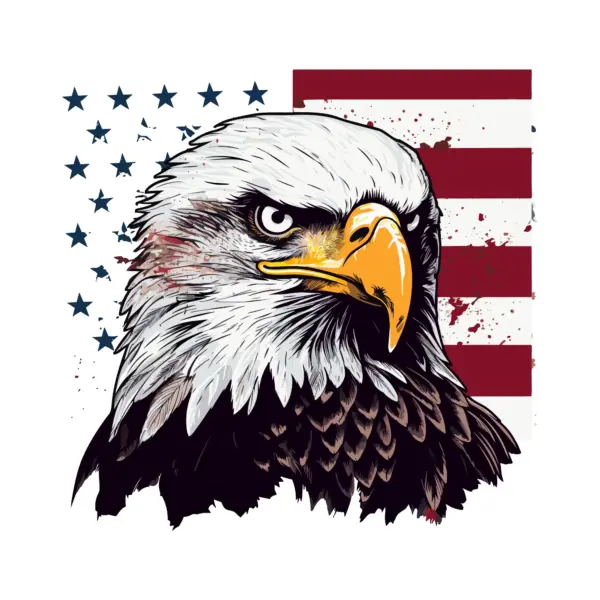 Eagle with United States flag in the background design