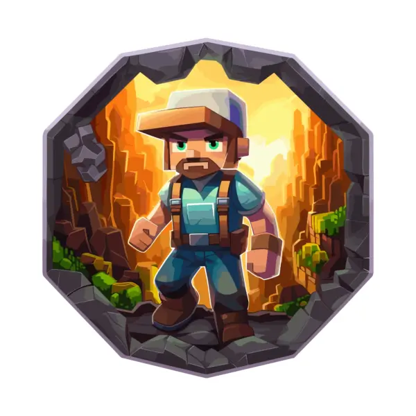 Characteristic adventurous character in pixel form design