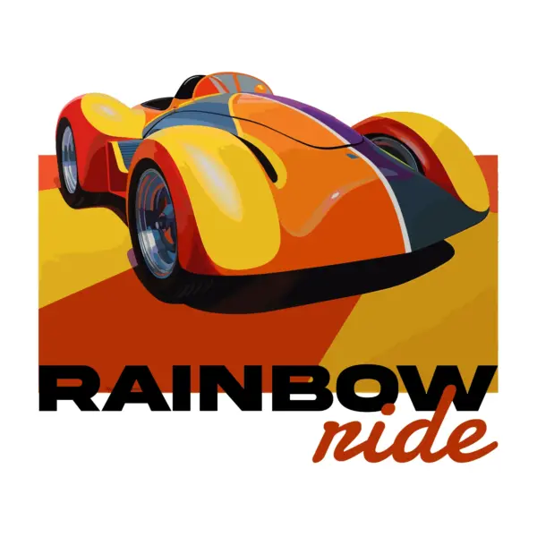 Colorful classic sports car with phrase design