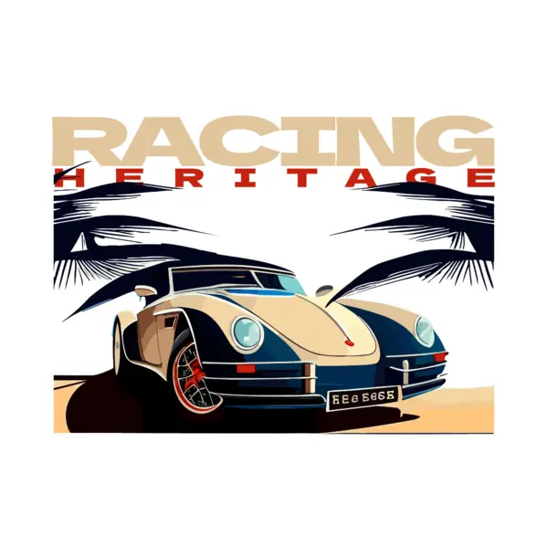 Classic bauhaus car with palm trees in the background design