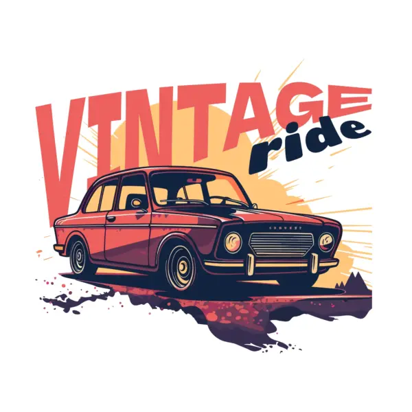 Antique classic car with vintage phrase design