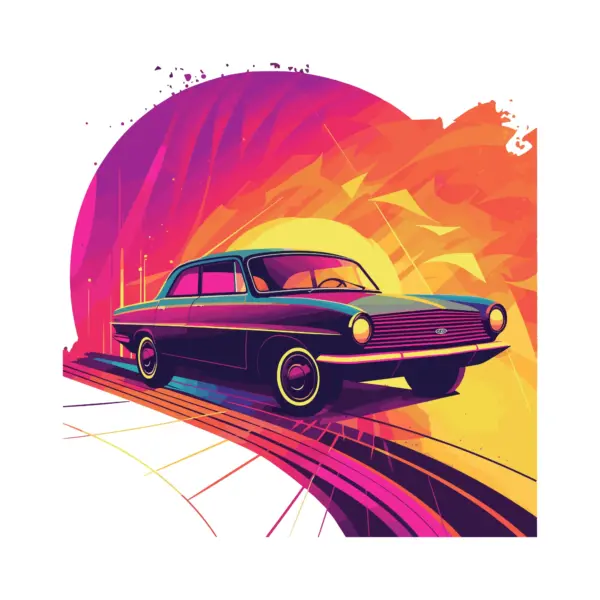 Classic car in an explosion of colors design
