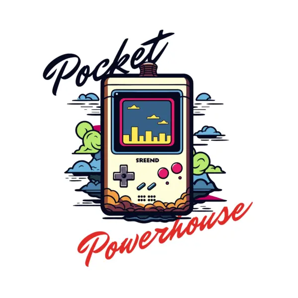 Portable video game console with gamer phrase design