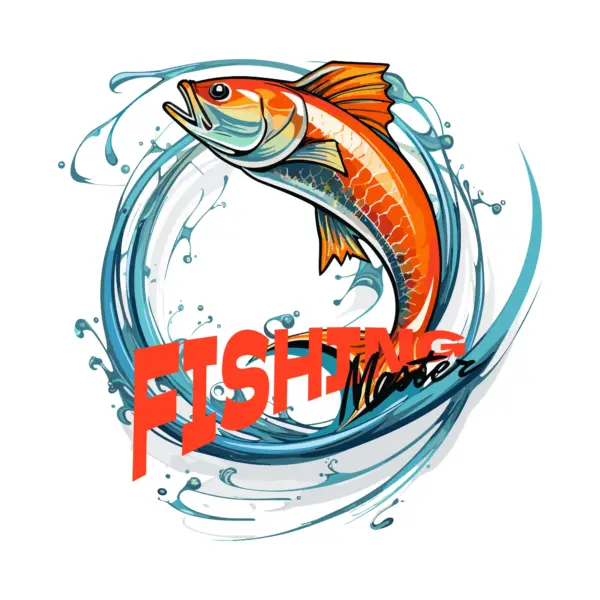 Jumping fish with fishing phrase design