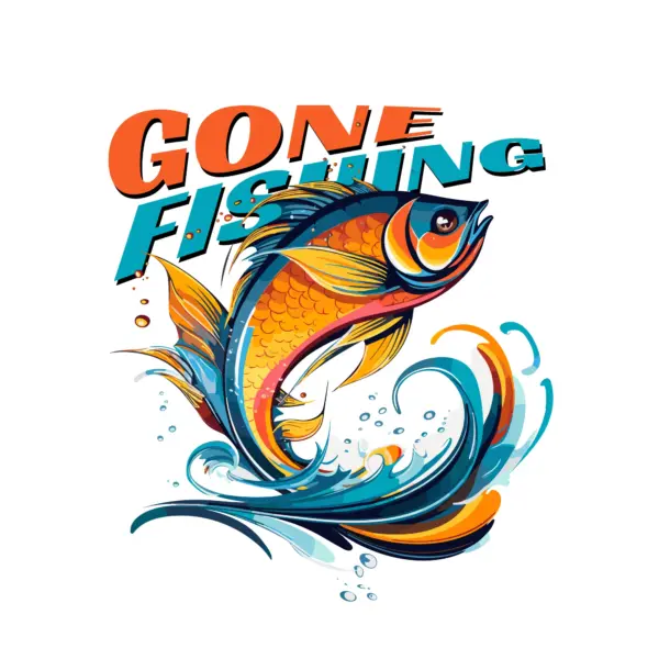 Colorful fish on a fishing phrase design