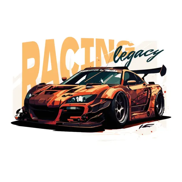 Personalized car with spoiler accompanied by phrase in the background design