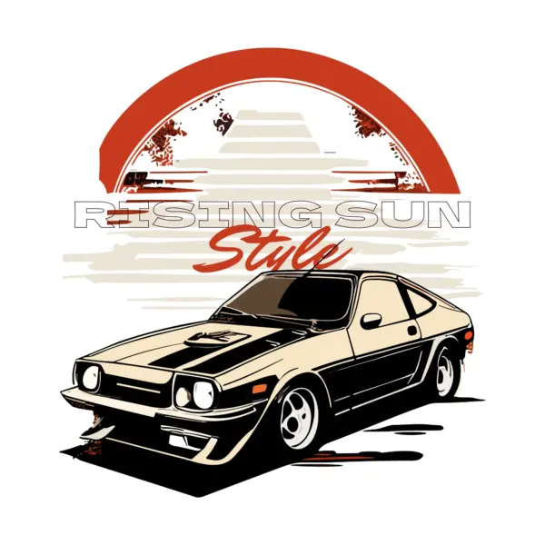 Japanese classic car with background phrase design