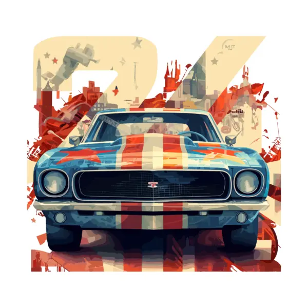Muscle car with American design and background number design