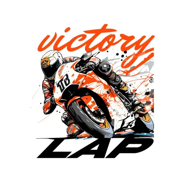 Tilt racing sportbike with a rider and victory line design