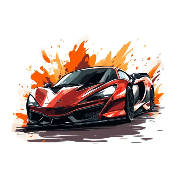 Luxury super sports car with flames in the background design