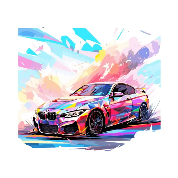 Customized sports car in an explosion of colors design
