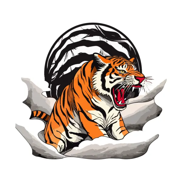 Roaring tiger posing in profile design