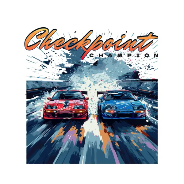 Pixel style video game racecar with racing phrase design