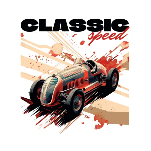 Classic car with speed phrase design