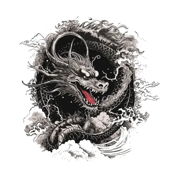 Japanese Dragon in black color design
