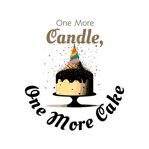 Cake with a colourful candle and birthday phrase design