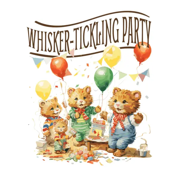 Cat birthday party with balloons, gifts and food design