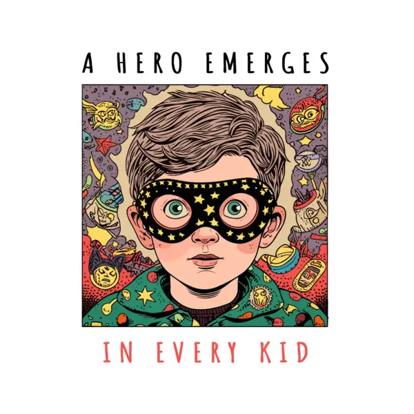 Boy with a hero's mask design